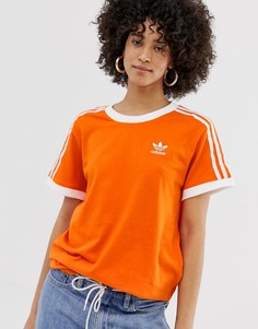 Оранжевая футболка с тремя полосками adidas Originals - Оранжевый