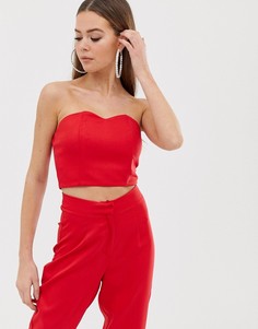 Красный укороченный топ-бандо с вырезом сердечком Missguided - Красный