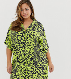 Платье-рубашка мини со змеиным принтом ASOS DESIGN Curve - Мульти