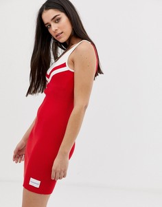 Платье в рубчик с шевронной отделкой Calvin Klein Jeans - Красный