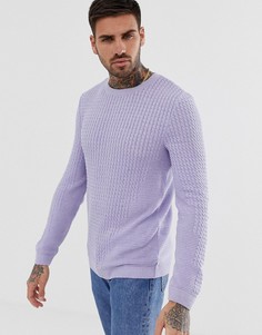 Сиреневый облегающий легкий джемпер вязки в косичку ASOS DESIGN - Фиолетовый