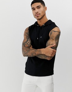 Черный обтягивающий худи без рукавов ASOS DESIGN - Черный