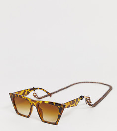Солнцезащитные черепаховые солнцезащитные очки с цепочкой Glamorous - Коричневый