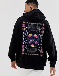 Черный худи свободного кроя с черепом на спине ASOS DESIGN - Черный