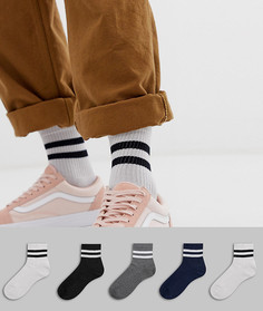 Комплект из 5 пар спортивных носков с полосками ASOS DESIGN - Мульти