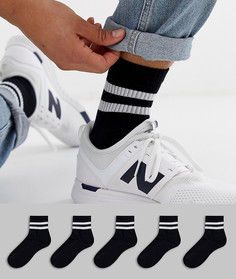 Комплект из 5 пар черных спортивных носков с полосками ASOS - Черный