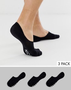 Набор из 3 пар черных невидимых носков Nicce - Черный