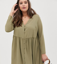 Свободное платье мини на пуговицах ASOS DESIGN Curve - Зеленый