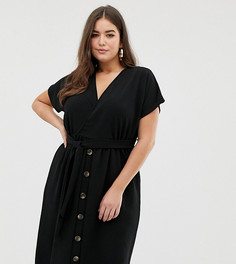 Черное платье миди с пуговицами Boohoo Plus - Черный