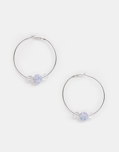 Серьги-кольца с бисером Miss Selfridge - Серебряный
