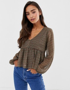 Блузка с принтом пейсли Pull&Bear - Коричневый