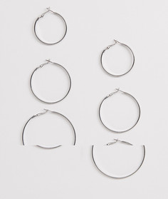 3 пары сережек-колец Monki - Серебряный