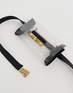 Прозрачная сумка-кошелек с золотистой отделкой River Island - Черный
