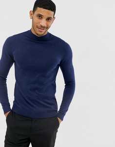 Темно-синий облегающий джемпер с высоким воротом ASOS DESIGN - Темно-синий
