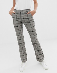 Бордовые узкие брюки клеш в клетку ASOS DESIGN - Мульти