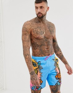Шорты для плавания средней длины с принтом тигров ASOS DESIGN - Мульти