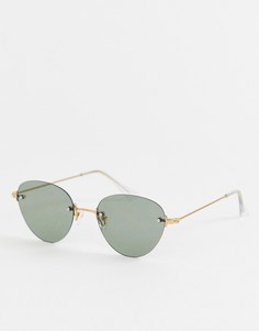 Золотистые круглые солнцезащитные очки без оправы ASOS DESIGN - Золотой