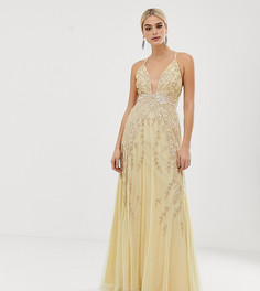 Платье макси с декоративной отделкой ASOS DESIGN Tall - Желтый