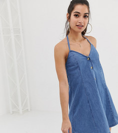 Джинсовое платье мини с пуговицами ASOS DESIGN Petite - Синий