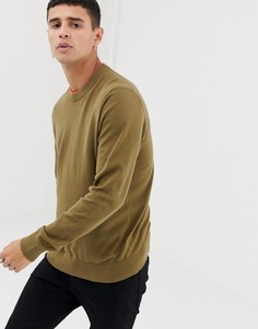 Джемпер цвета хаки с круглым вырезом, отделкой и логотипом-зеброй PS Paul Smith - Зеленый