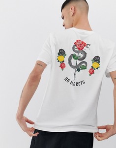 Свободная футболка из органического хлопка с принтом роз и змеи на спине ASOS DESIGN - Белый