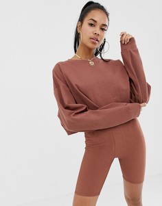 Коричневый укороченный oversize-свитшот ASOS DESIGN - Коричневый
