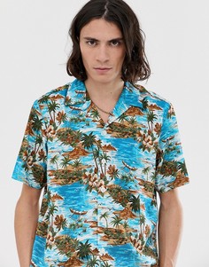 Синяя рубашка с принтом Dickies Blossvale - Синий