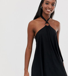 Свободное платье мини с черепаховым кольцом ASOS DESIGN Tall - Черный