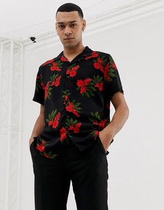 Красная рубашка с отложным воротником и цветочным принтом New Look - Красный