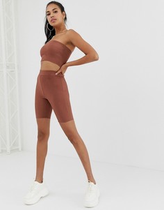 Короткие леггинсы из мятого трикотажа ASOS DESIGN - Коричневый