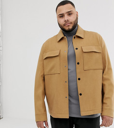 Куртка верблюжьего цвета из смешанной шерсти без подкладки ASOS DESIGN Plus - Рыжий