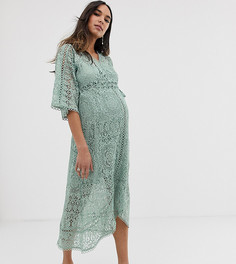 Кружевное платье миди с запахом ASOS DESIGN Maternity - Зеленый