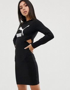 Черное облегающее платье с логотипом Puma classics - Черный