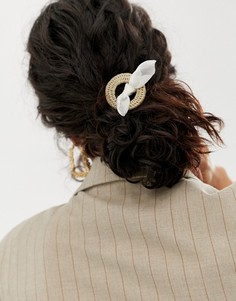 Повязка на голову с незамкнутым кольцом и бантом кремового цвета ASOS DESIGN - Мульти