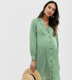 Зеленое платье в горошек с пуговицами New Look Maternity - Зеленый
