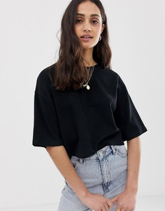 Короткая футболка вафельной текстуры ASOS DESIGN - Черный