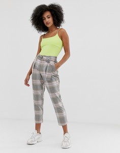 Суженные книзу брюки в клетку River Island - Розовый