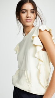David Lerner Raw Hem Ruffle Pullover