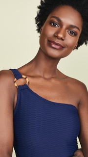 Shoshanna Navy Texture One Piece