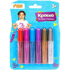 Набор красок по ткани Color Puppy с блеском, 6 цветов