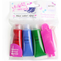 RU Набор красок для волос со спонжем Lucky, красный, синий и зеленый