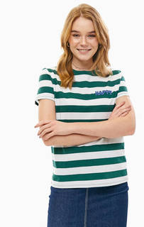 Хлопковая футболка в полоску с вышивкой Mavi