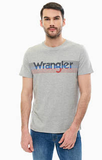 Серая хлопковая футболка с принтом Wrangler