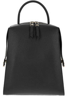 Черный кожаный рюкзак с широкими лямками Gironacci
