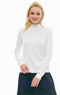 Белый хлопковый джемпер с высоким воротом Tommy Hilfiger