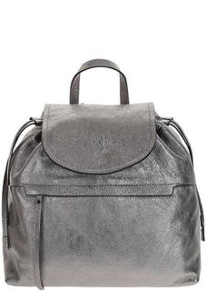 Серебристый кожаный рюкзак с откидным клапаном Gianni Chiarini