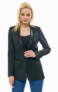 Удлиненный приталенный пиджак с атласными вставками Tommy Hilfiger