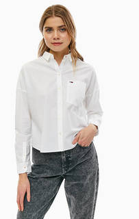 Белая хлопковая рубашка оверсайз Tommy Jeans