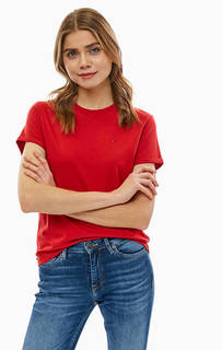 Красная хлопковая футболка Tommy Jeans
