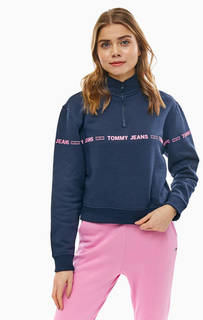 Синий свитшот с высоким воротом на молнии Tommy Jeans